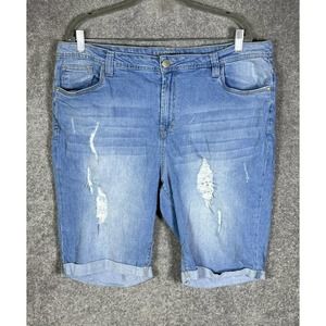 Massini Cuffed Capri Jeans Womens Size‎ 20W Stretch Distressed Blue Denim